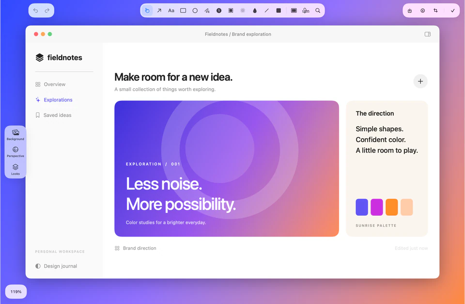 SSScreen annotation editor with selection, drawing and background tools